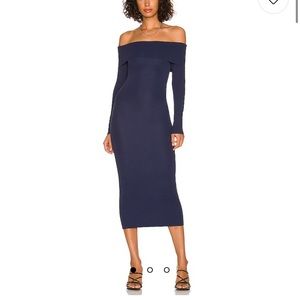 Bardot Off Shoulder Knit Midi Dress